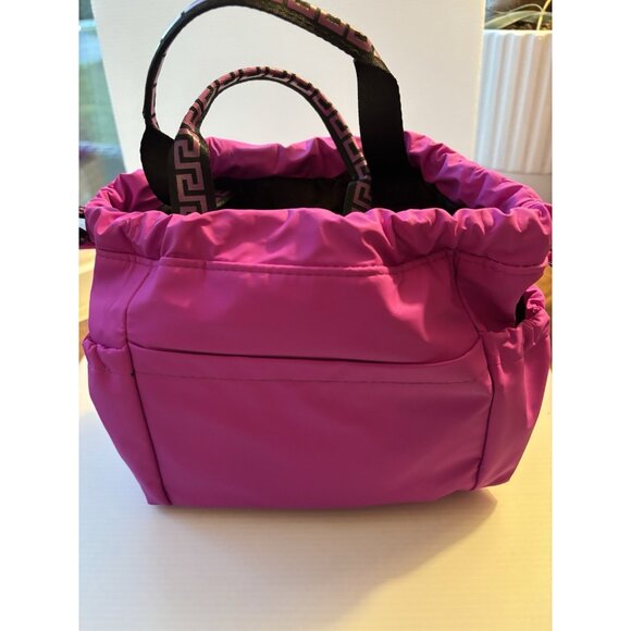 VERSACE Parfums Purple Mini Tote Handbag Purse Clutch Makeup Bag Gold Zipper NEW - Picture 8 of 8